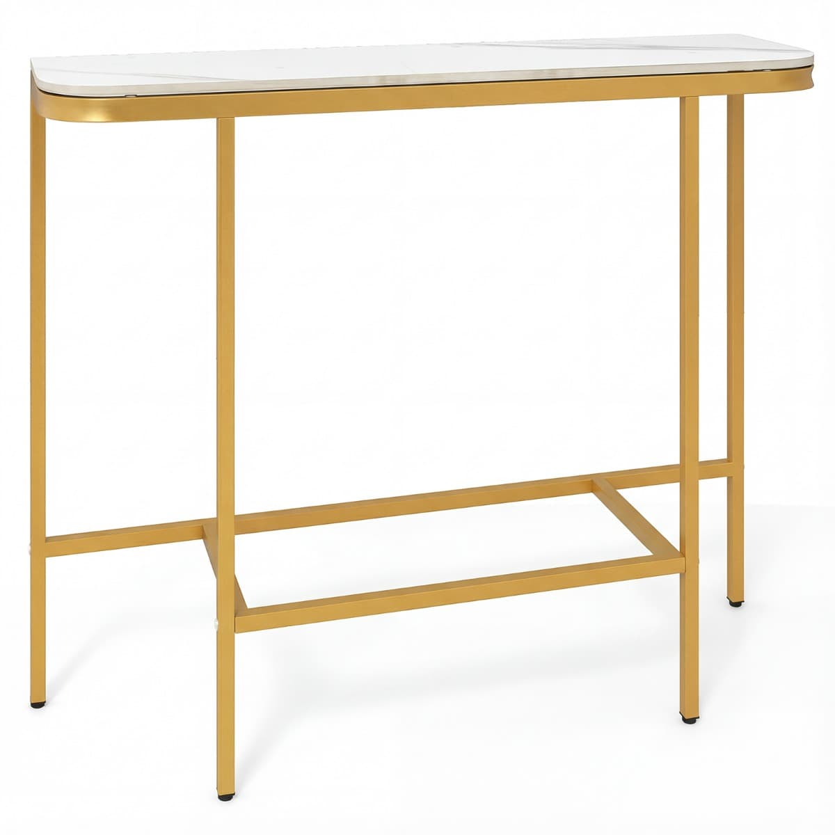 Table d'Entrée Console de Canapé Moderne avec Plateau en Marbre Synthétique et Cadre Métallique Tabl