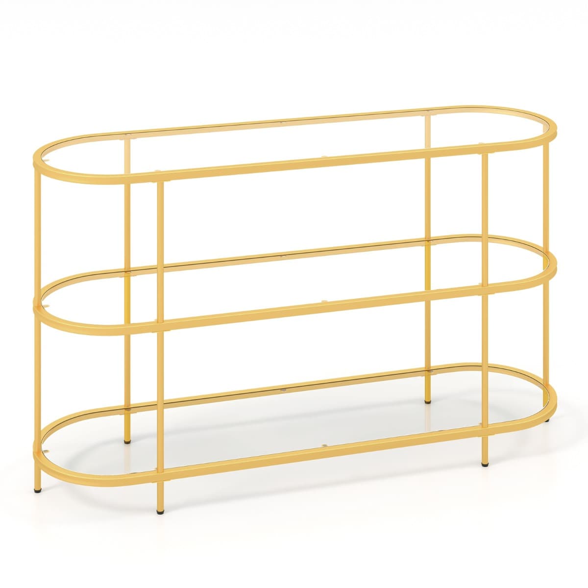 Table Console à 3 Niveaux Meuble TV pour Téléviseurs Jusqu'à 65 Pouces Console TV avec Etagères en V