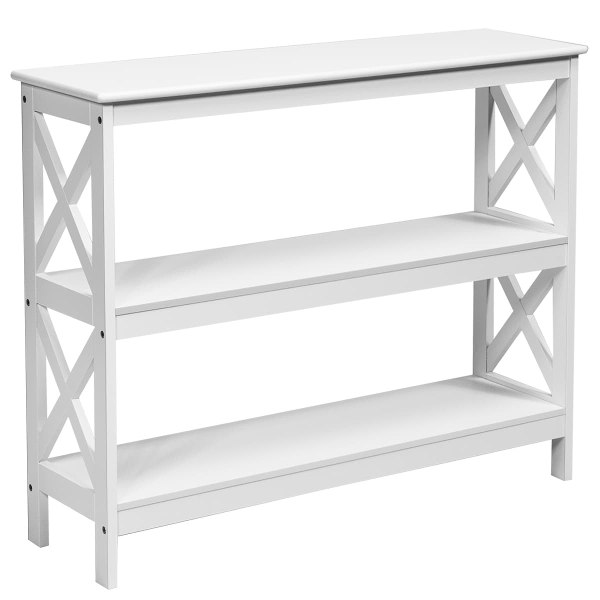 Table Console Table de Canapé Style Industriel 100 x 33 x 80 CM avec 2 Étagère de Rangement Blanc
